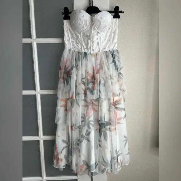 Andres Otalora - Annis Tull Floral MIDI Dress - SS2018 Collection - Size 6 - NWT